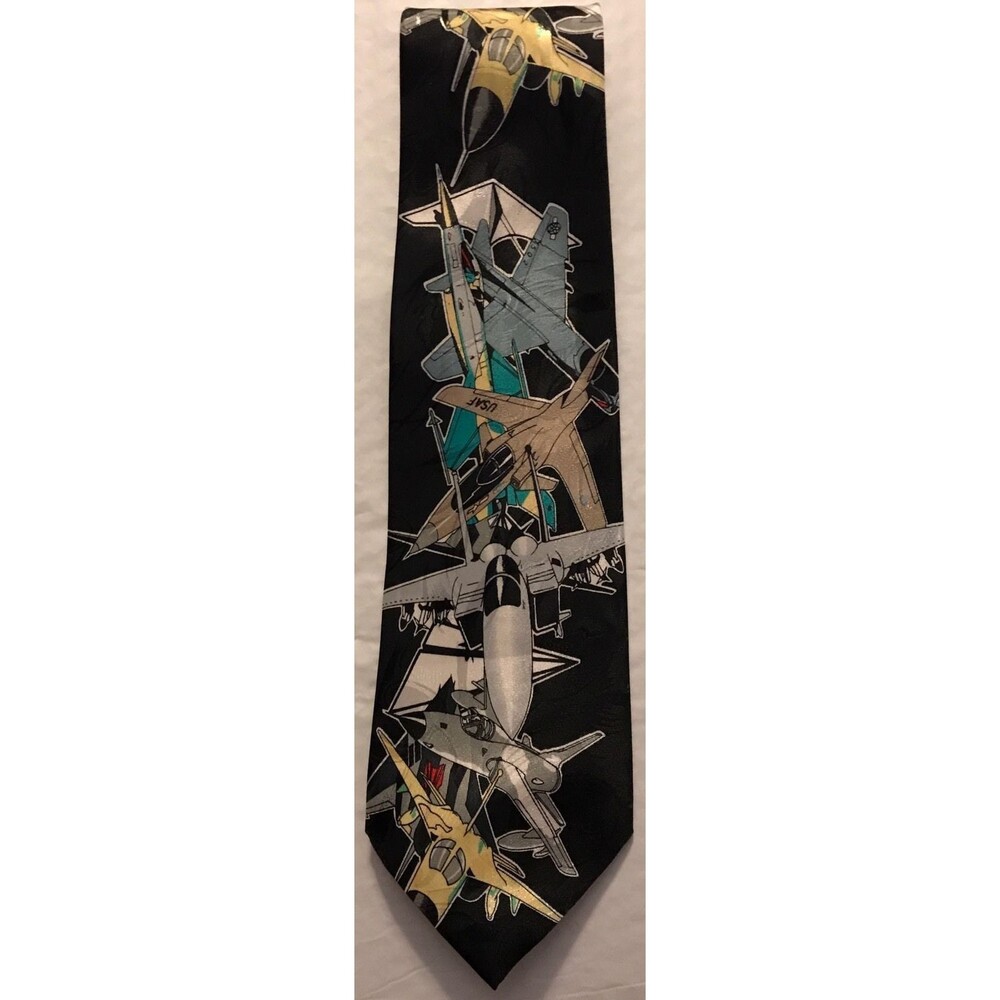USAF Fighter Jets Themed Tie ~ A. Rogers "Fighter Aircrafts" 56" x 4"